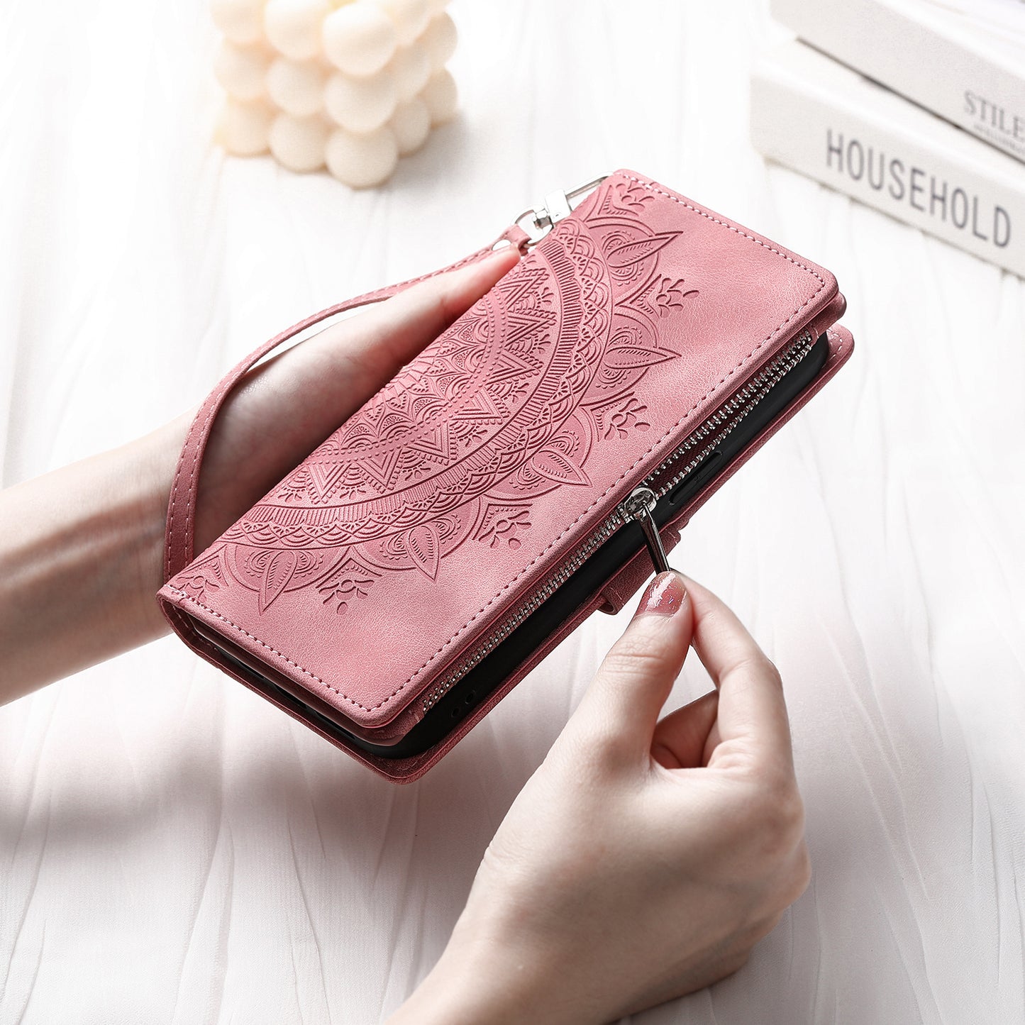 High Quality Bohemian Style Leather Card Insertion Zipper Pockets Phone Case For Xiaomi 14T 13T Pro 13T