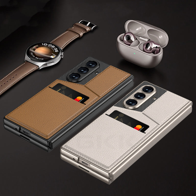 High Quality Carbon Fibre Magnetic Card Holder Phone Case For Samsung Galaxy Z Fold7/Fold6