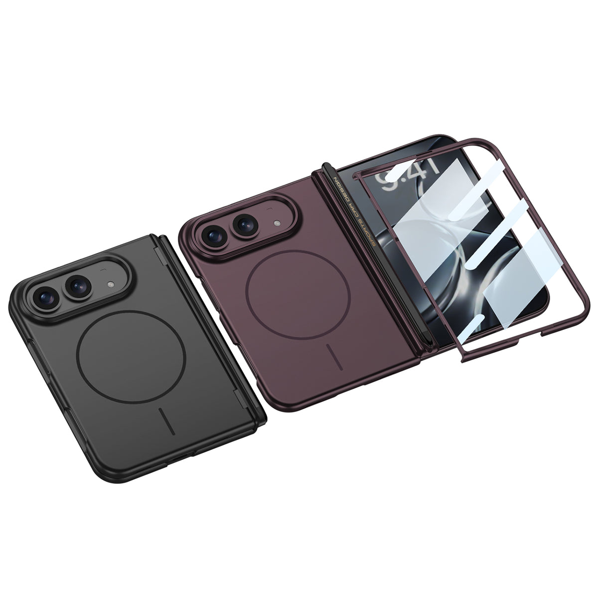 Magnetic All-included Screen Glass Film Protective Case With Pen Slot For iPhone Duo