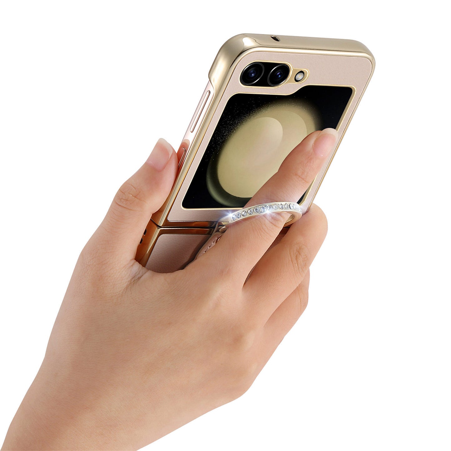 Golden Frame Lucky Cat's Paw Leather Case For Samsung Galaxy Z Flip7/Flip6