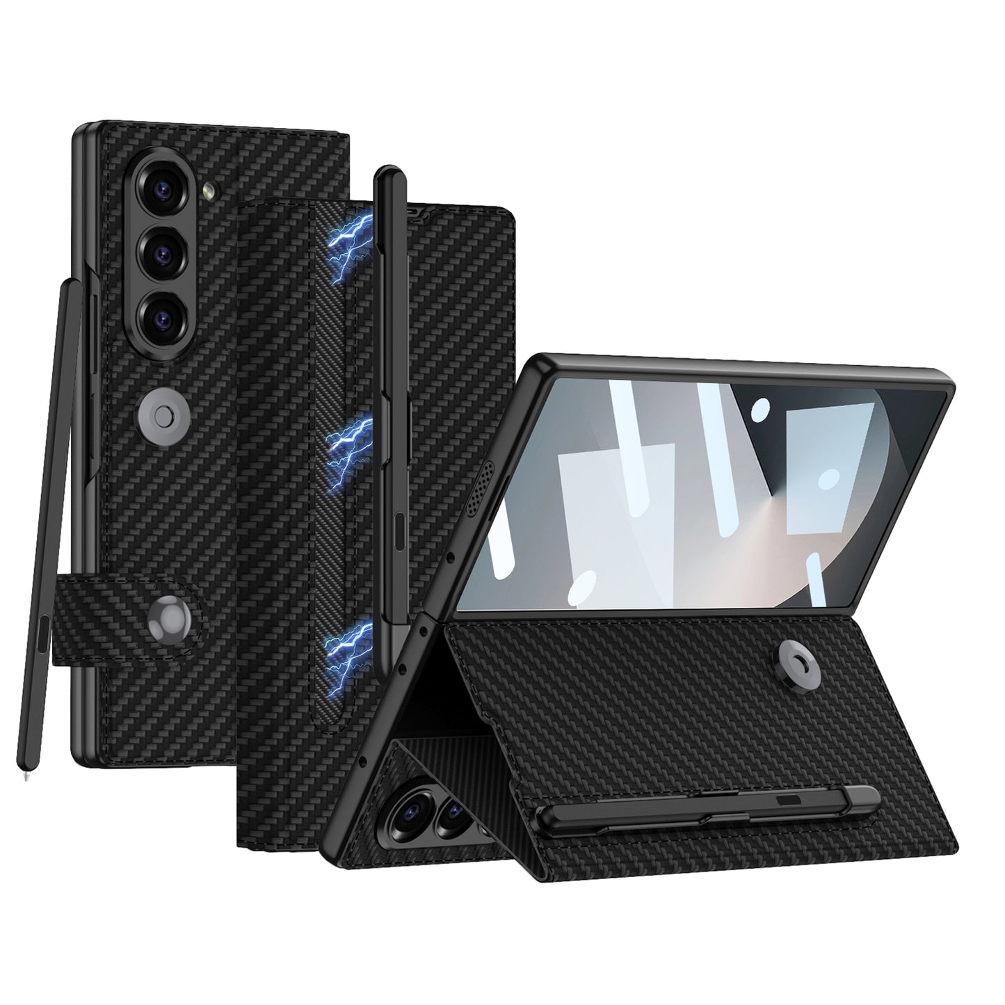 Magnetic Leather All-included Screen Glass Film Case With S Pen Slot For Samsung Galaxy Z Fold6
