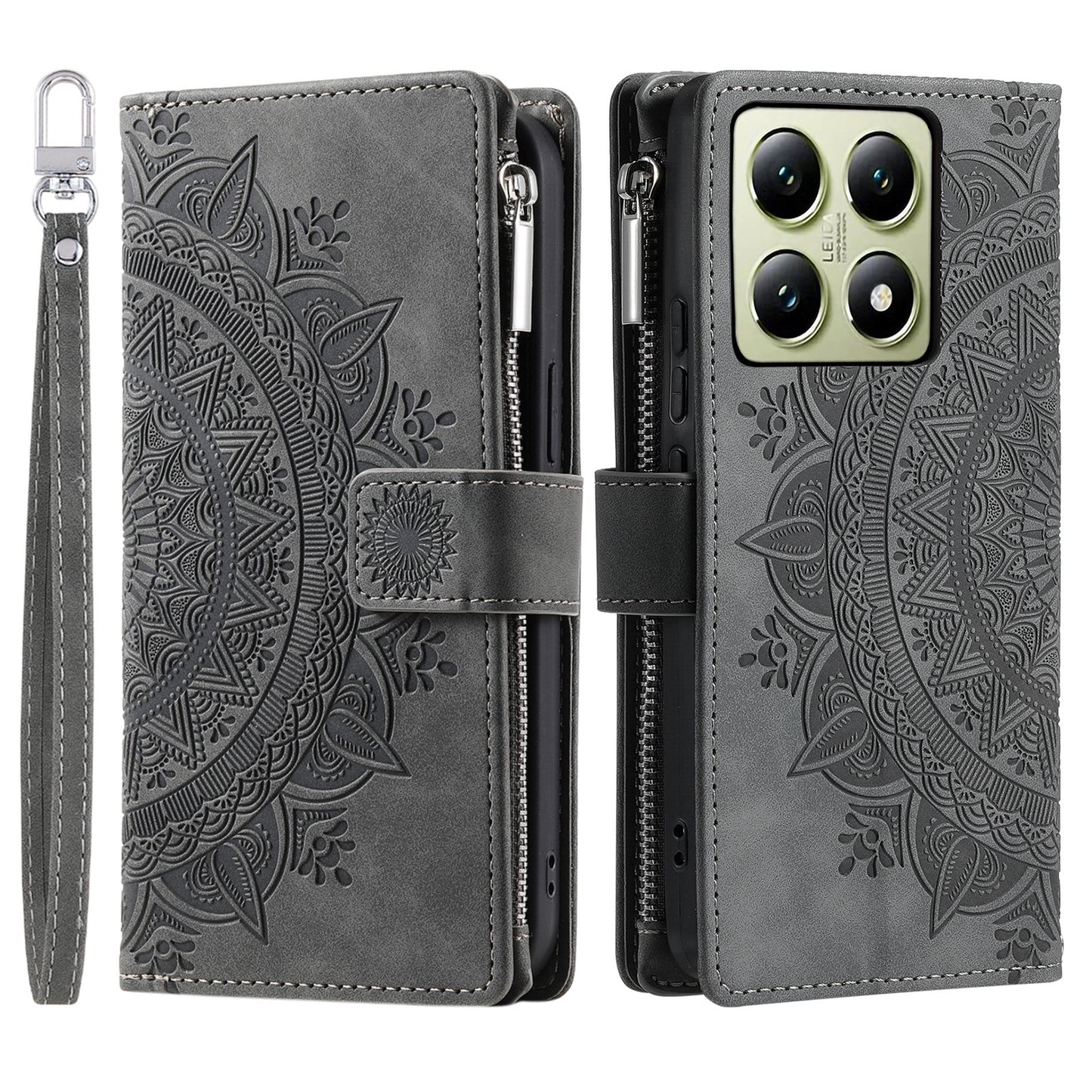 High Quality Bohemian Style Leather Card Insertion Zipper Pockets Phone Case For Xiaomi 14T 13T Pro 13T