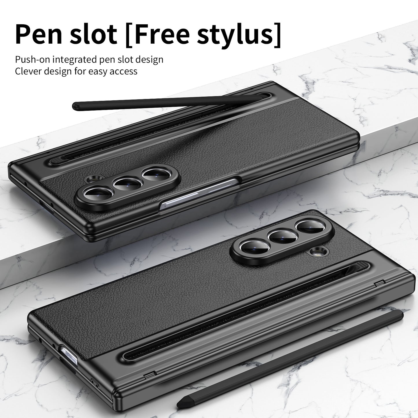 Enhanced Version of Leather Hinge Folding Shell Case For Samsung Galaxy Z Fold7/6/5/4