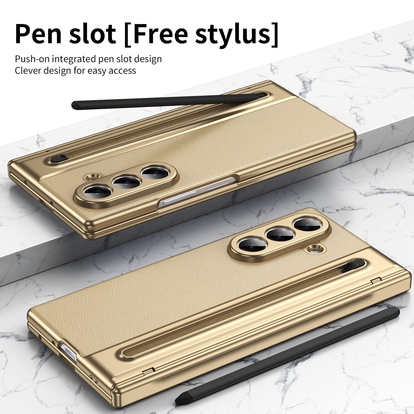 Enhanced Version of Leather Hinge Folding Shell Case For Samsung Galaxy Z Fold7/6/5/4
