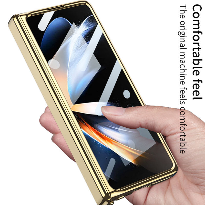 Magnetic Hinge Phantom Plating Cover With Back Screen Protector For Samsung Galaxy Z Fold 4 5G pphonecover