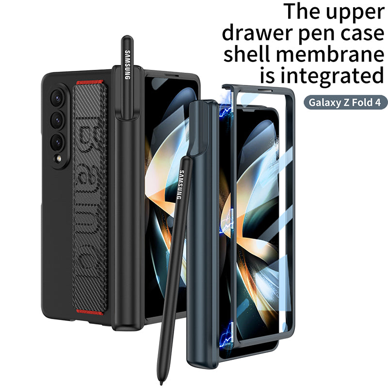 Magnetic hinged wristband toughened film integrated case For Samsung Galaxy Z Fold4