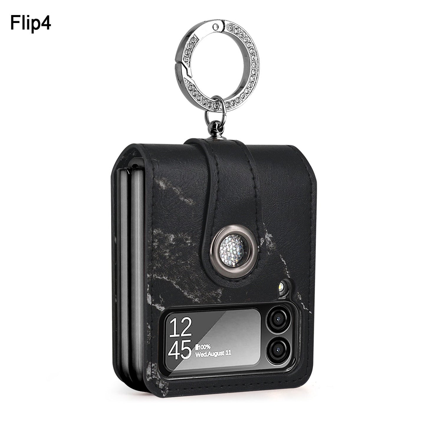 Luxury Marble Grain Leather Phone Case with Ring Bracket For Samsung Galaxy Z Flip4
