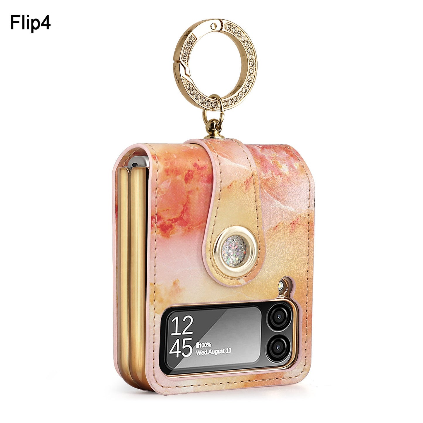 Luxury Marble Grain Leather Phone Case with Ring Bracket For Samsung Galaxy Z Flip4