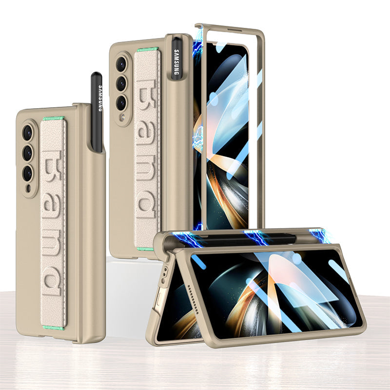Magnetic hinged wristband toughened film integrated case For Samsung Galaxy Z Fold4