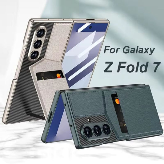 High Quality Carbon Fibre Magnetic Card Holder Phone Case For Samsung Galaxy Z Fold7/Fold6