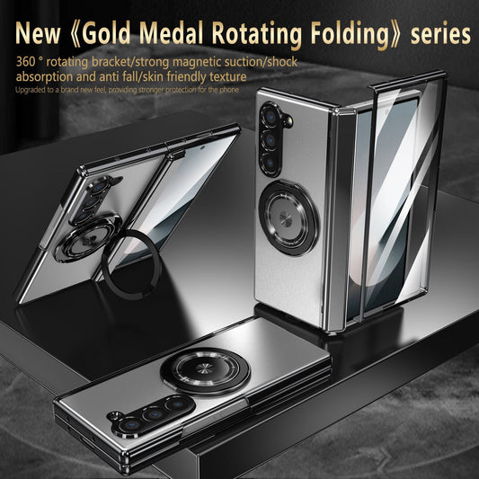 Magnetic Rotating Bracket 'Shell+Film' Anti Drop Protection Phone Case For Samsung Galaxy Z Fold7/6/5/4 ＆ Flip7/6/5/4