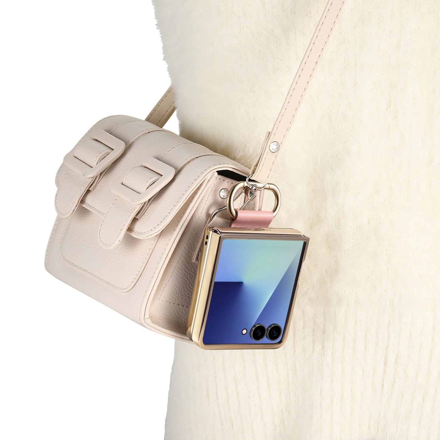Golden Frame Leather Phone Case For Samsung Galaxy Z Flip7/Flip6