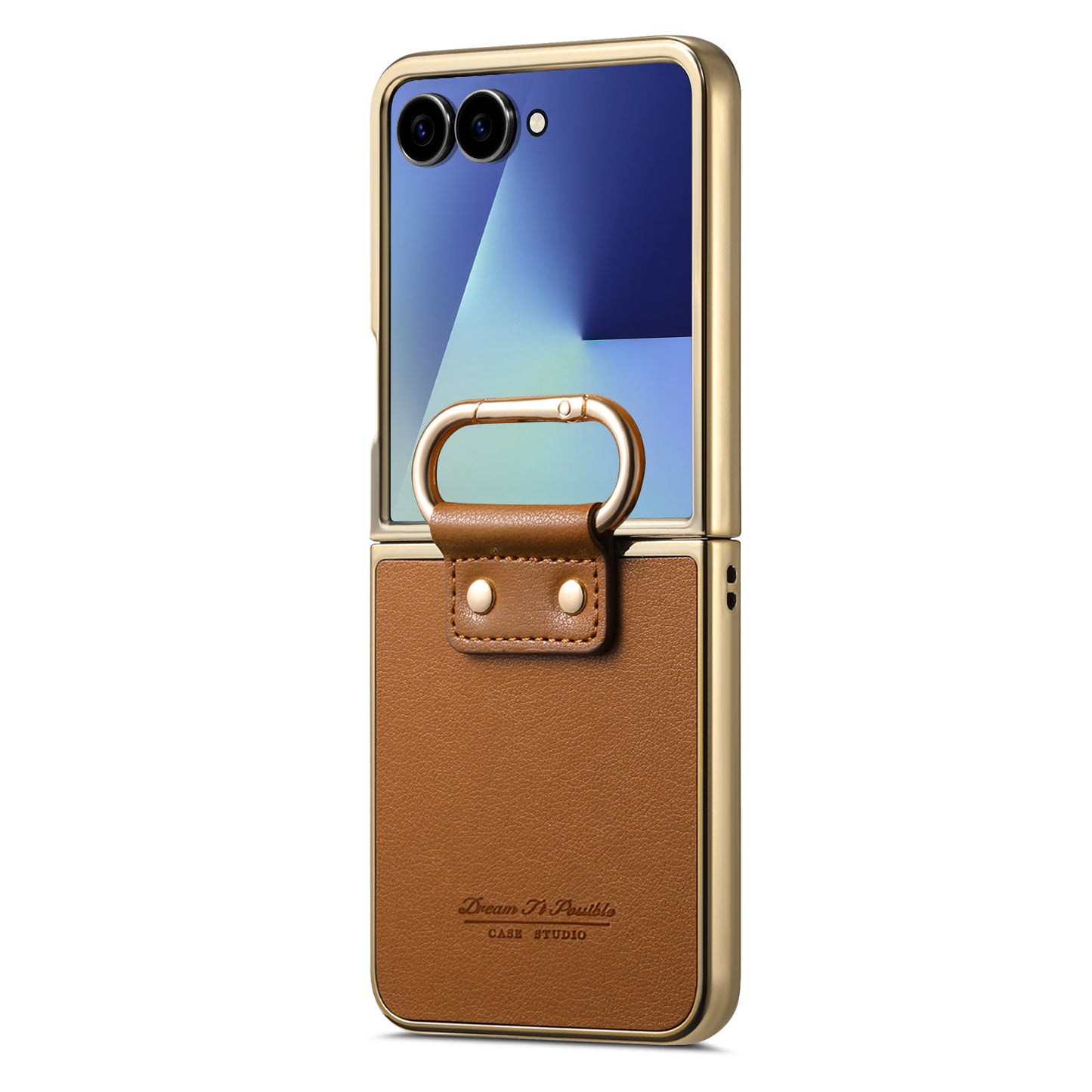 Golden Frame Leather Phone Case For Samsung Galaxy Z Flip7/Flip6