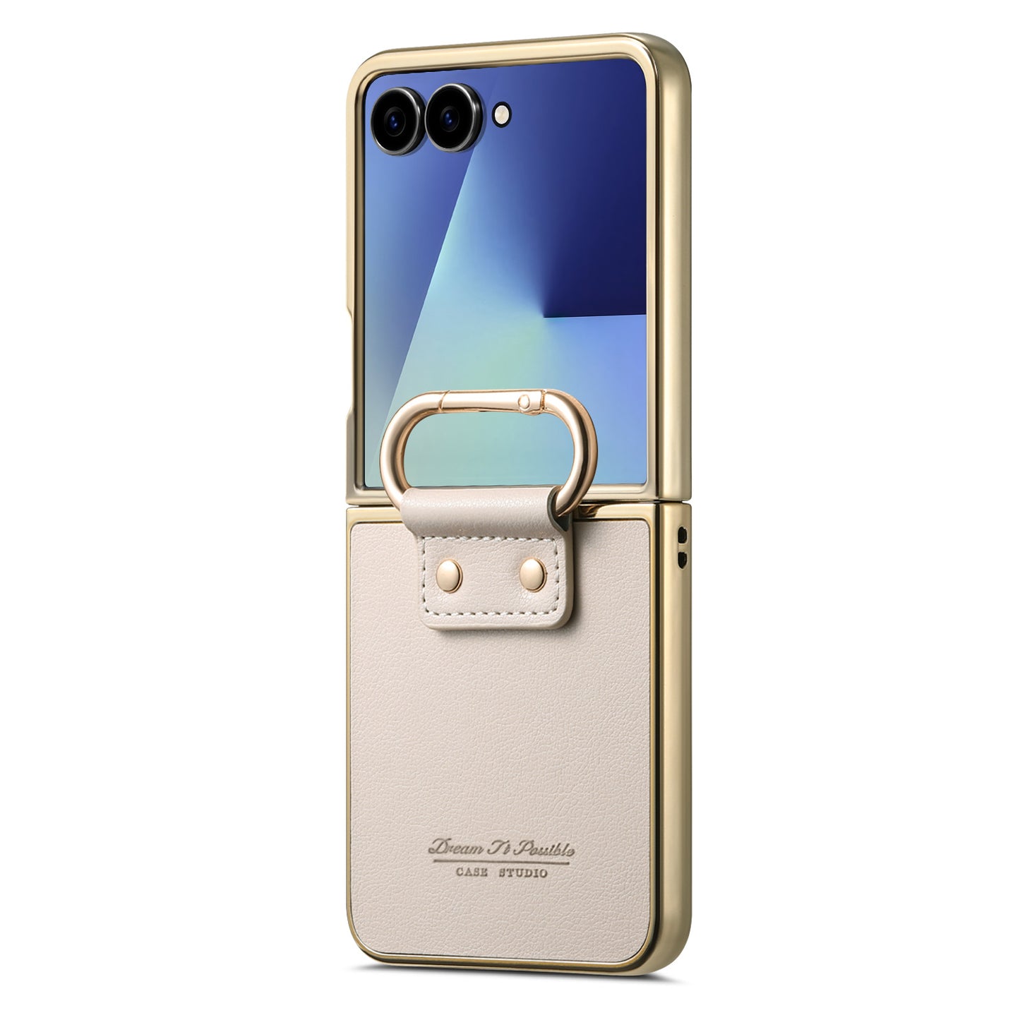Golden Frame Leather Phone Case For Samsung Galaxy Z Flip7/Flip6