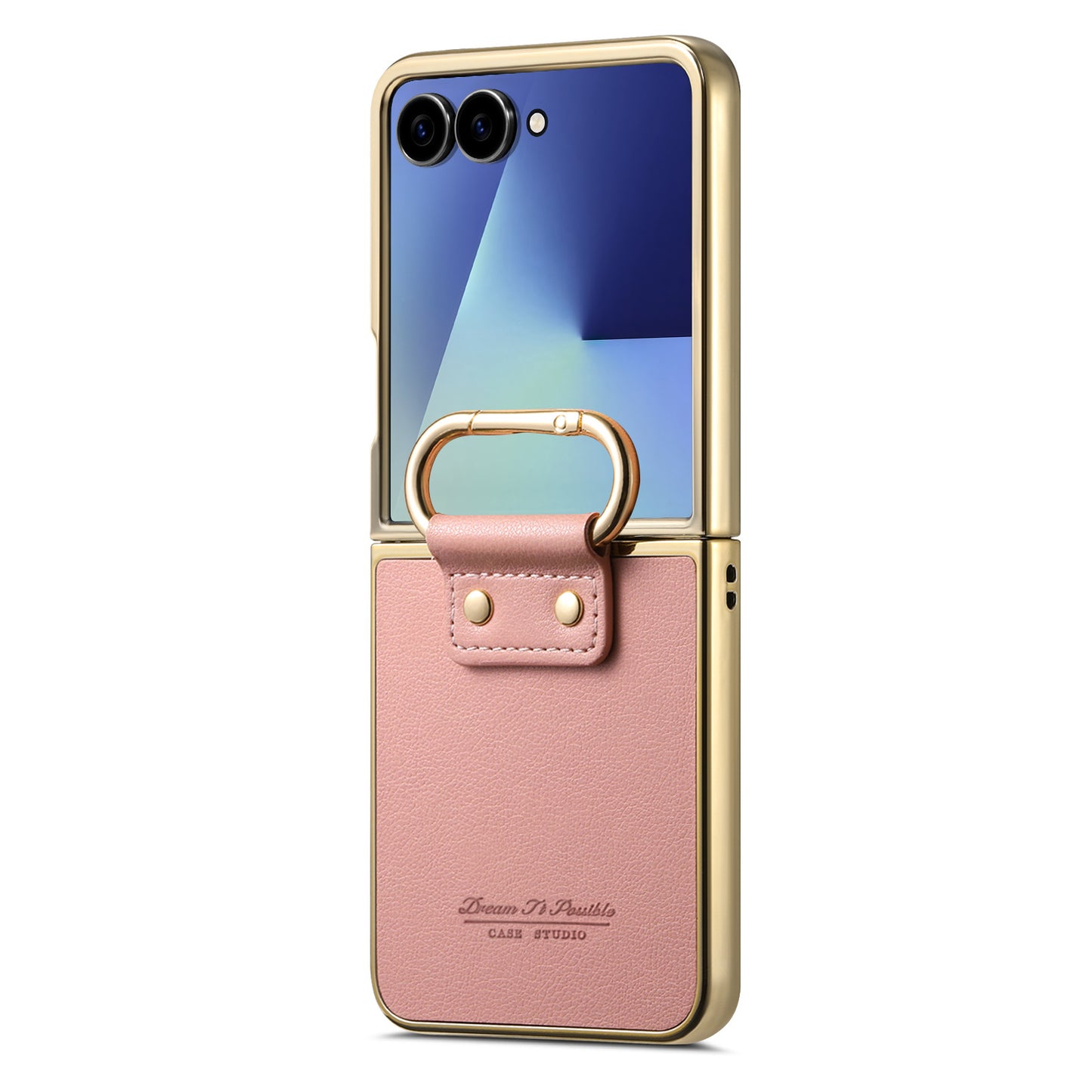 Golden Frame Leather Phone Case For Samsung Galaxy Z Flip7/Flip6