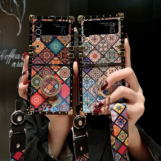High Quality Bohemian Style Lanyard Ring Phone Case For Samsung Galaxy Z Flip6 Flip5