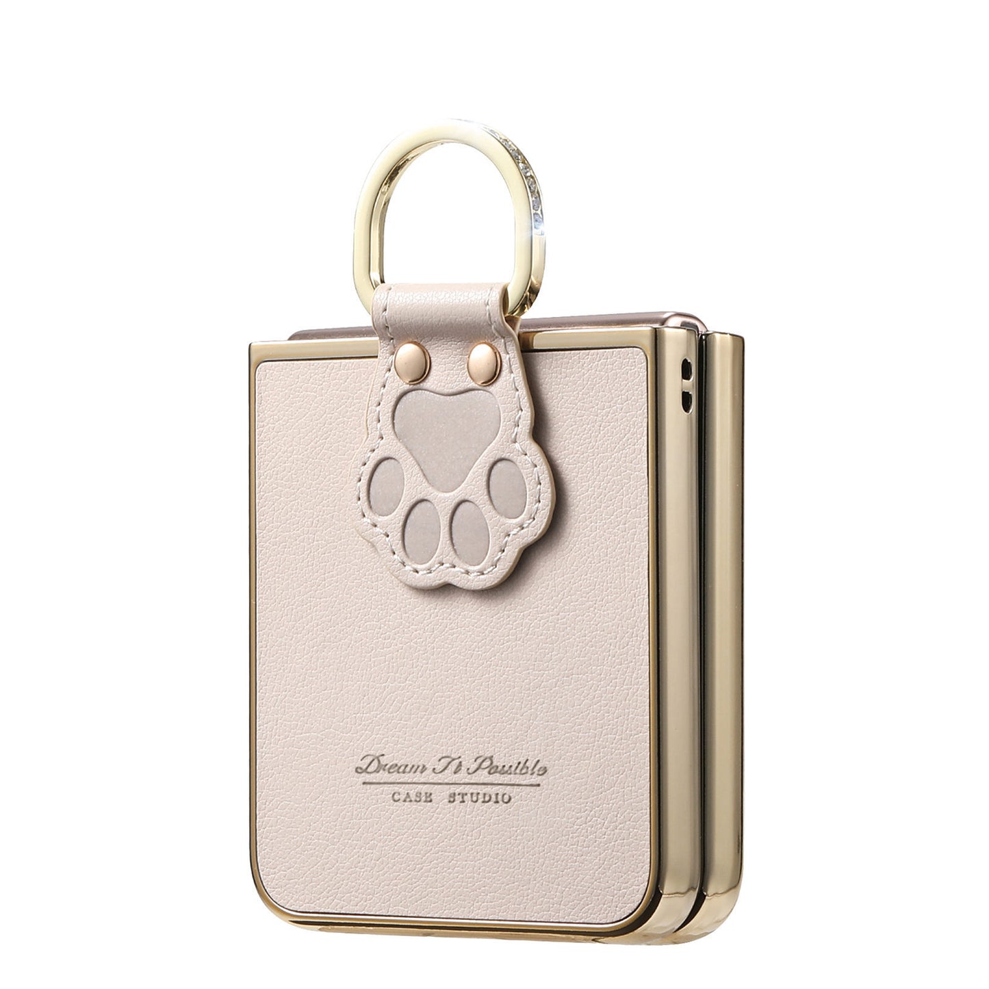 Golden Frame Lucky Cat's Paw Leather Case For Samsung Galaxy Z Flip7/Flip6