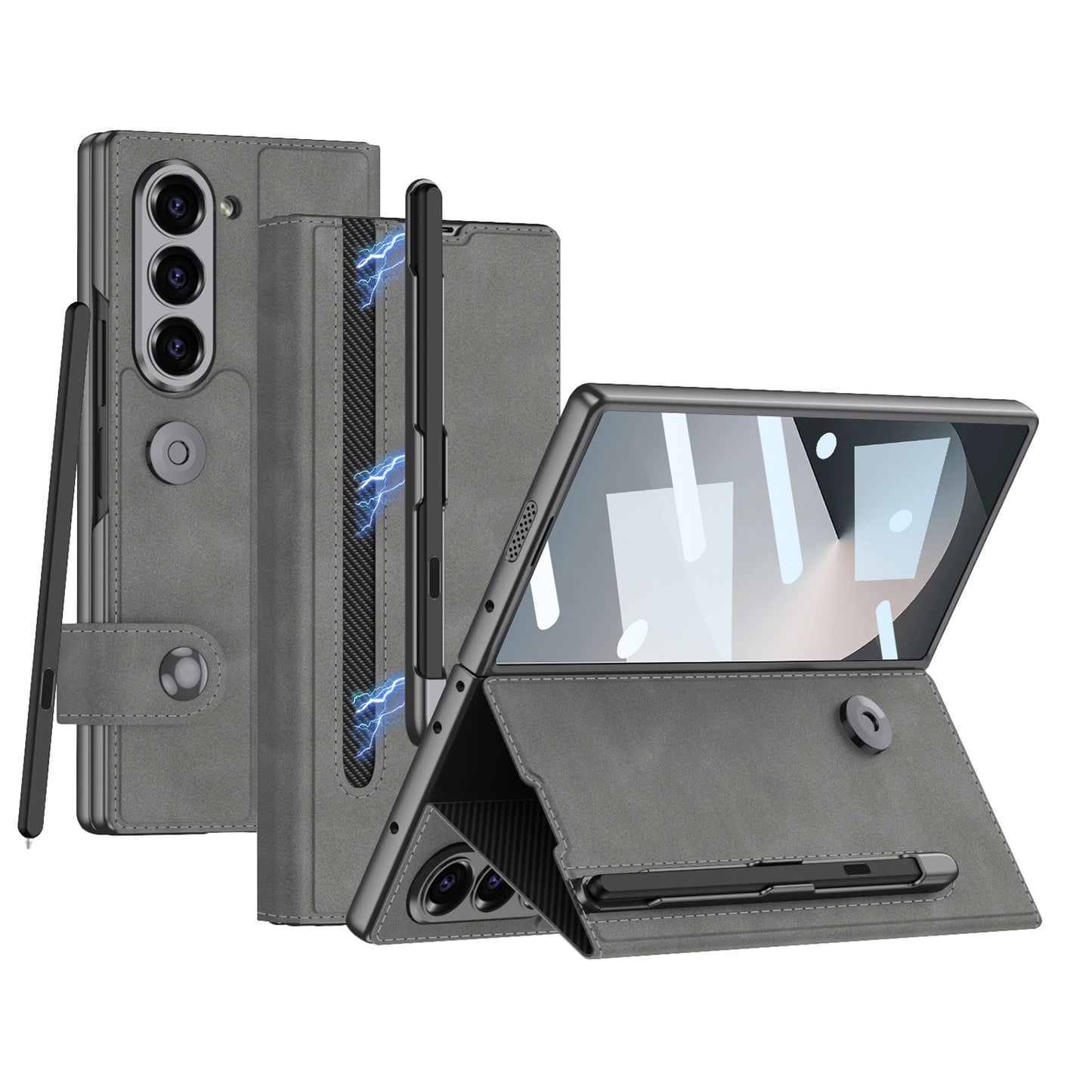 Magnetic Leather All-included Screen Glass Film Case With S Pen Slot For Samsung Galaxy Z Fold6