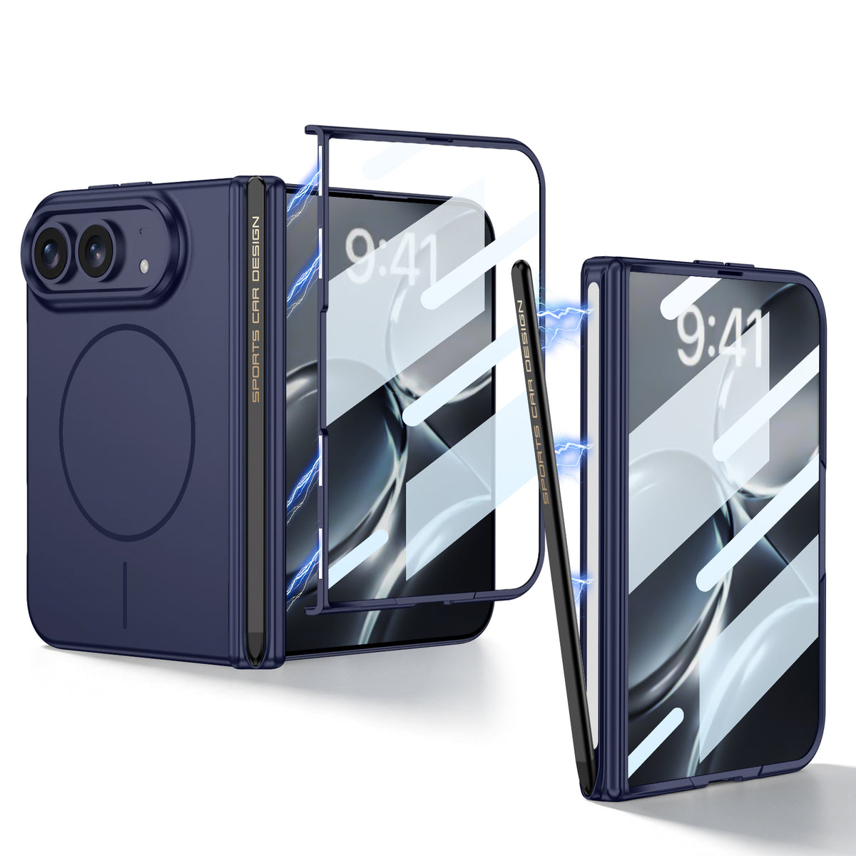 Magnetic All-included Screen Glass Film Protective Case With Pen Slot For iPhone Duo