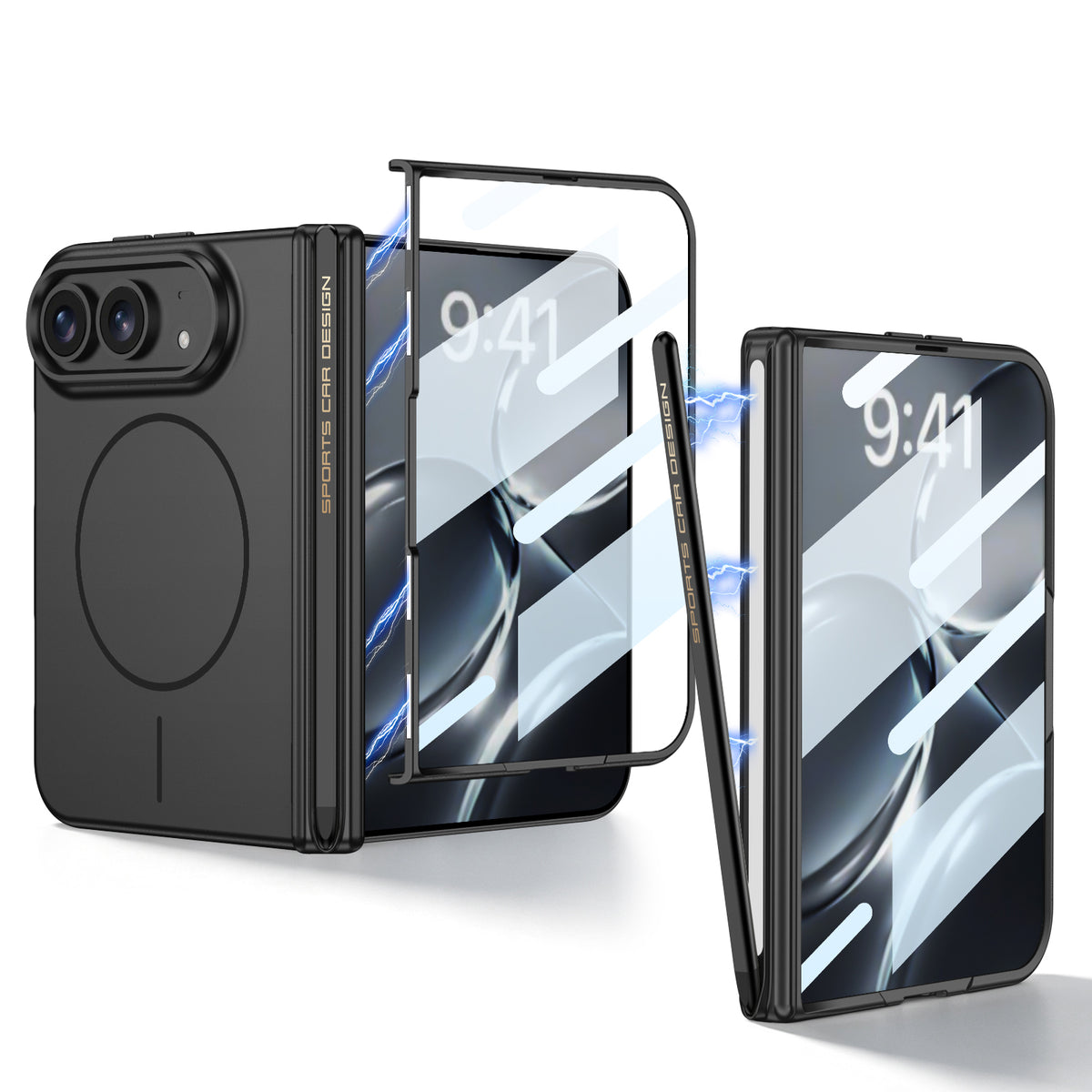 Magnetic All-included Screen Glass Film Protective Case With Pen Slot For iPhone Duo