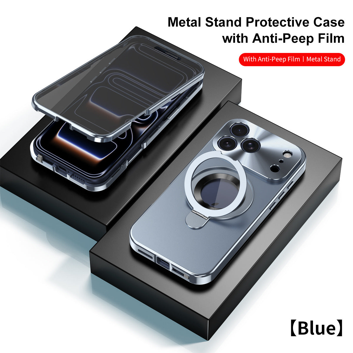 Original Luxury Magnet Ring Stand Protective Case with Anti-Peep Film For iPhone 17 Pro Max/17 Pro/17