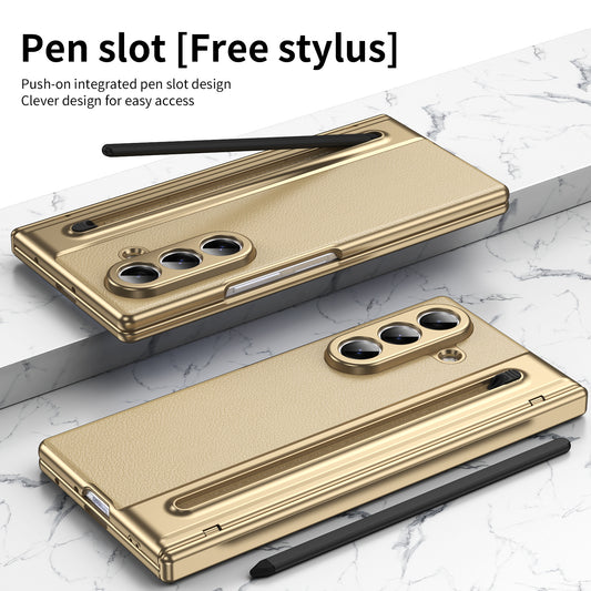 Enhanced Version of Leather Hinge Folding Shell Case For Samsung Galaxy Z Fold7/6/5/4