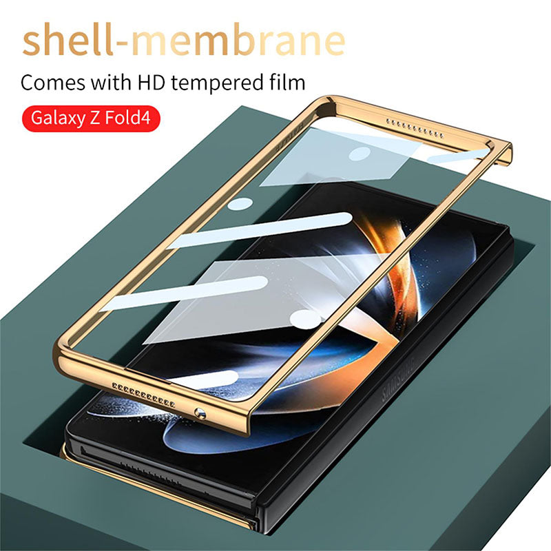 Light Luxury Style Solid Color Electroplating Cover With Back Screen Protector For Samsung Galaxy Z Fold 4 5G pphonecover