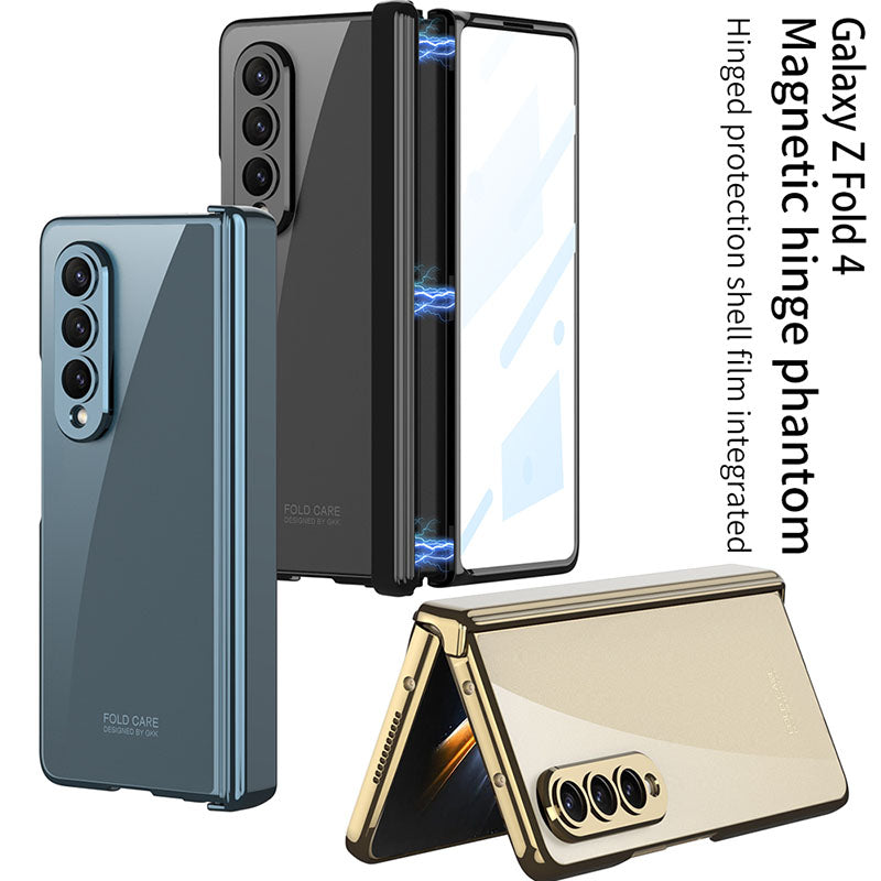 Magnetic Hinge Phantom Plating Cover With Back Screen Protector For Samsung Galaxy Z Fold 4 5G pphonecover