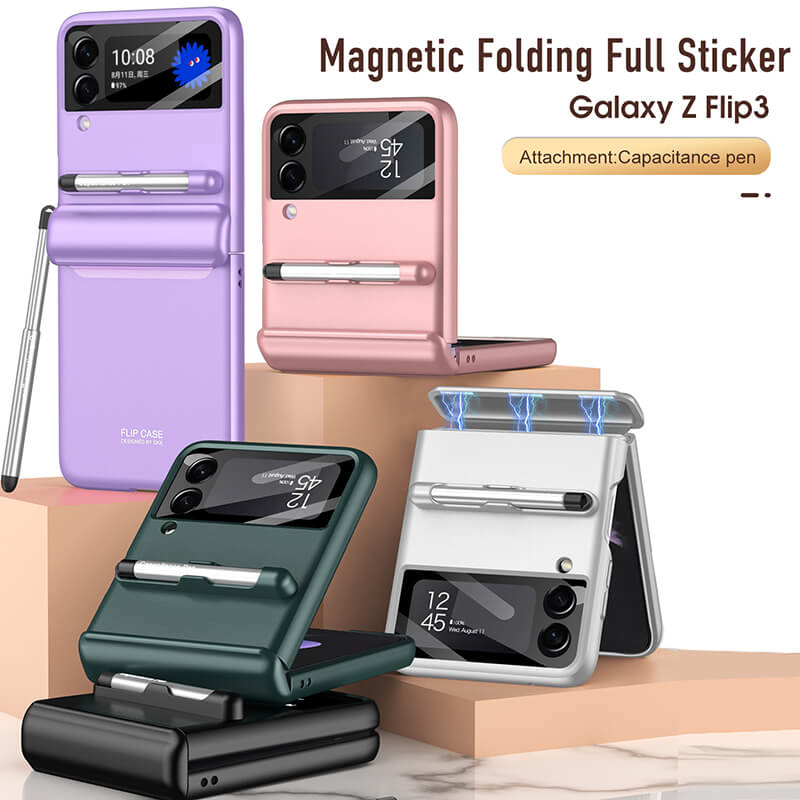 Magnetic All-included Shockproof Hard Case With S Pen Slot For Samsung Galaxy Z Flip4 Flip3 5G