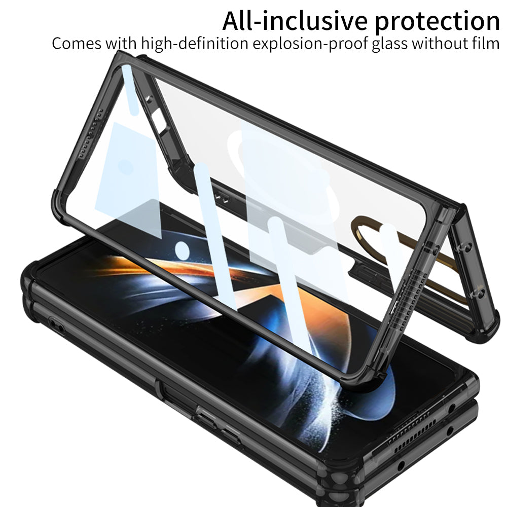 Airbag Anti-drop Wireless Charging Phone Case For Samsung Galaxy Z Fold3 Fold4 5G With Back Screen Glass Protector