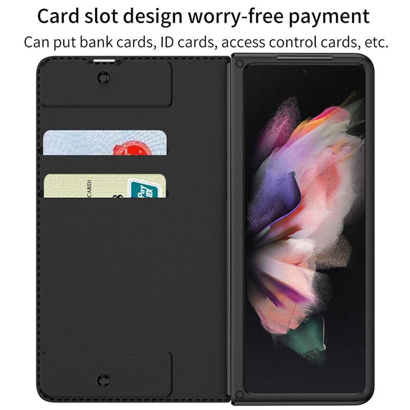 Leather Pen Holder Armor Back Case For Samsung Galaxy Z Fold4 Fold3 5G