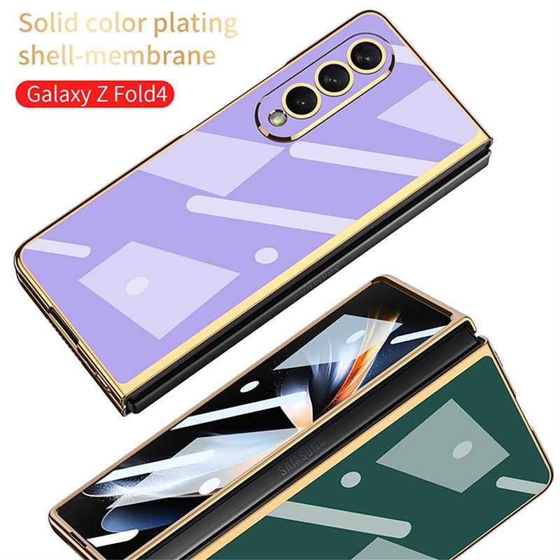 Light Luxury Style Solid Color Electroplating Cover With Back Screen Protector For Samsung Galaxy Z Fold 4 5G pphonecover