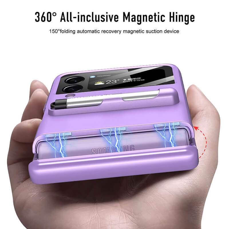 Magnetic All-included Shockproof Hard Case With S Pen Slot For Samsung Galaxy Z Flip4 Flip3 5G