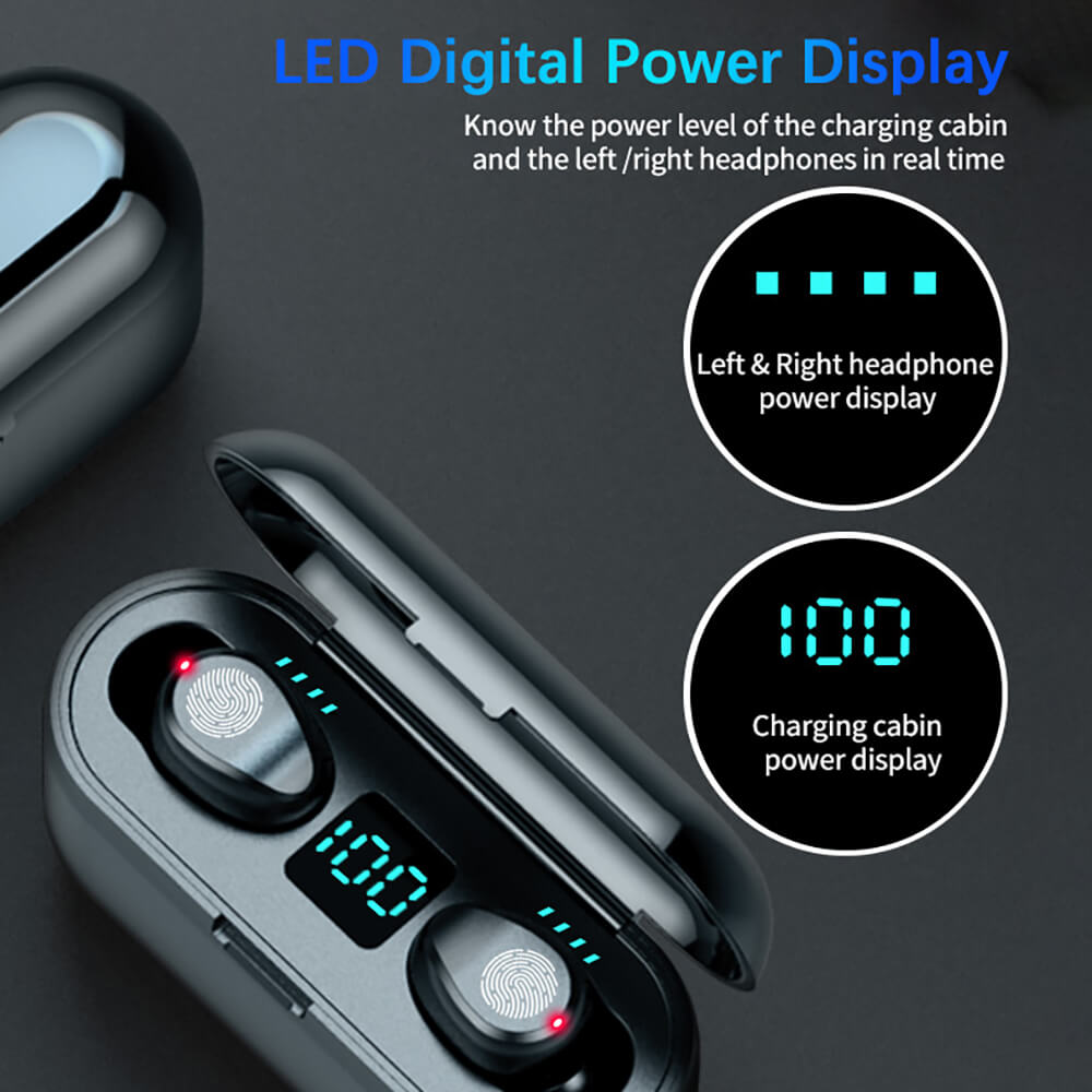 F9 Earphone LED Touch Bluetooth 5.0 Large Capacity Charging Cabin