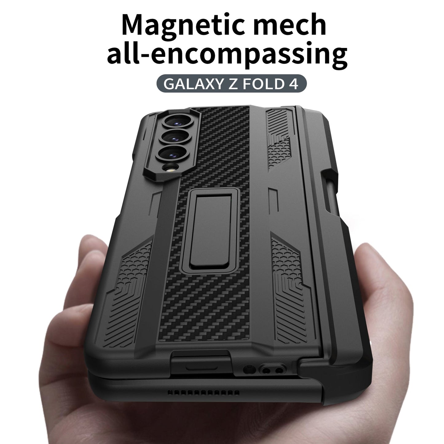 Magnetic Mech S Pen Slot Holder Case for Samsung Galaxy Z Fold4 Fold3 5G