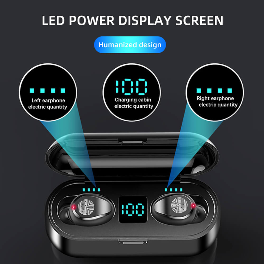 F9 Earphone LED Touch Bluetooth 5.0 Large Capacity Charging Cabin