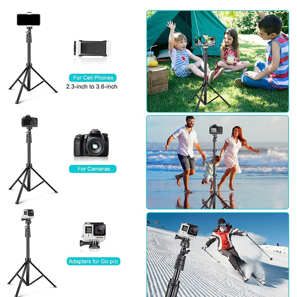 67" Phone Tripod&Selfie Stick, Camera Tripod Stand with Wireless Remote and Phone Holder, Perfect for Selfies/Video Recording/Live Streaming