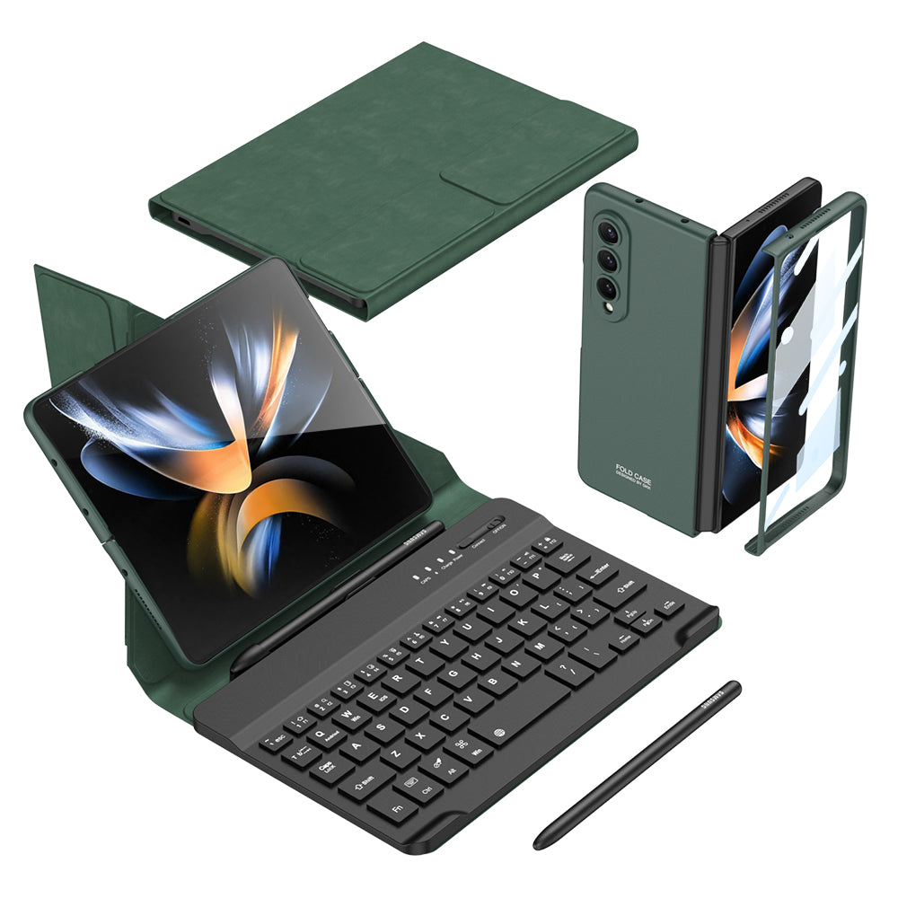 Bluetooth 3.0 Keyboard Magnetic Folding Bracket All-inclusive Leather Cover For Samsung Galaxy Z Fold3 Fold4 5G