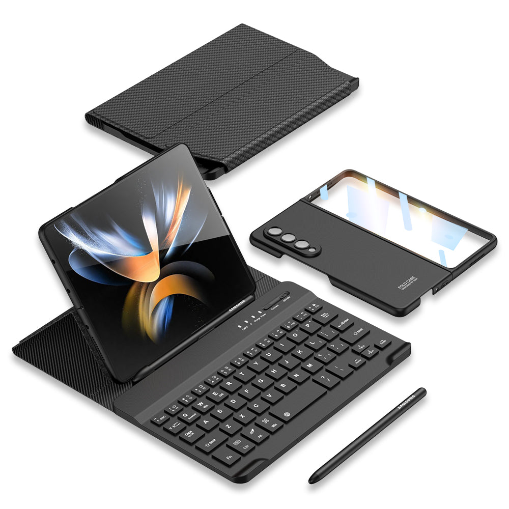 Bluetooth 3.0 Keyboard Magnetic All-inclusive Leather Cover For Samsung Galaxy Z Fold3 Fold4 5G Come With keyboard+Holster Bracket+Phone Case+Capacitive Pen