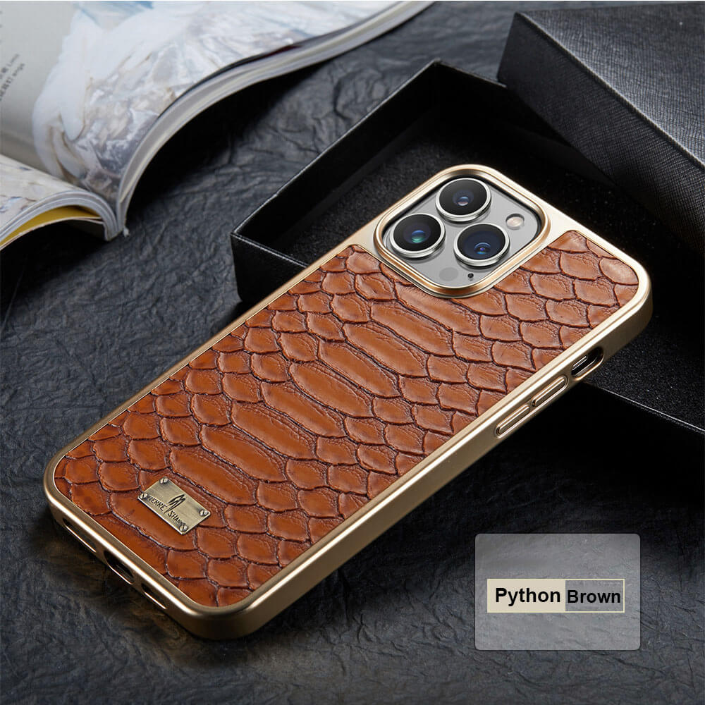 Luxury Leather Python Pattern iPhone Samsung Case