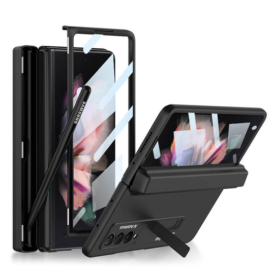 Magnetic Frame Stand All-included Screen Glass Film Case With Hidden S Pen Slot For Samsung Galaxy Z Fold3 Fold4 5G