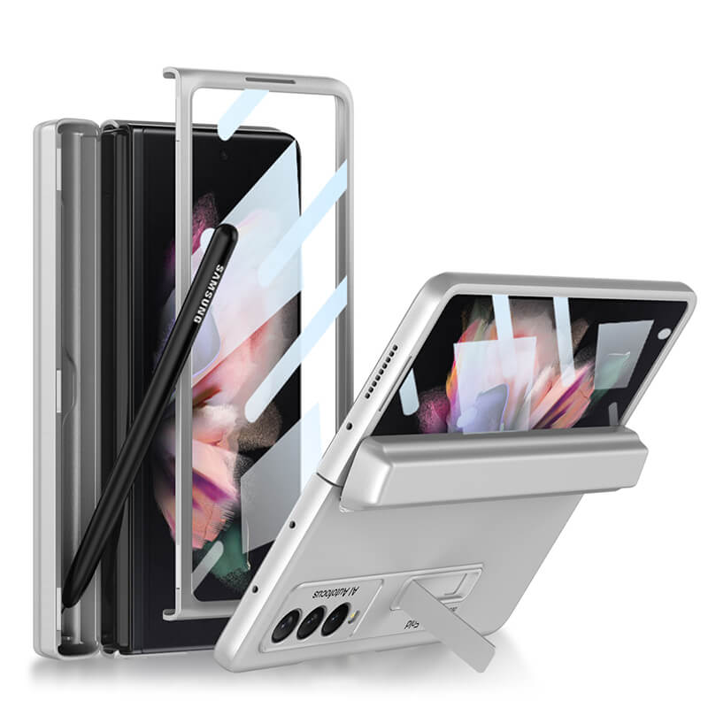 Magnetic Frame Stand All-included Screen Glass Film Case With Hidden S Pen Slot For Samsung Galaxy Z Fold3 Fold4 5G