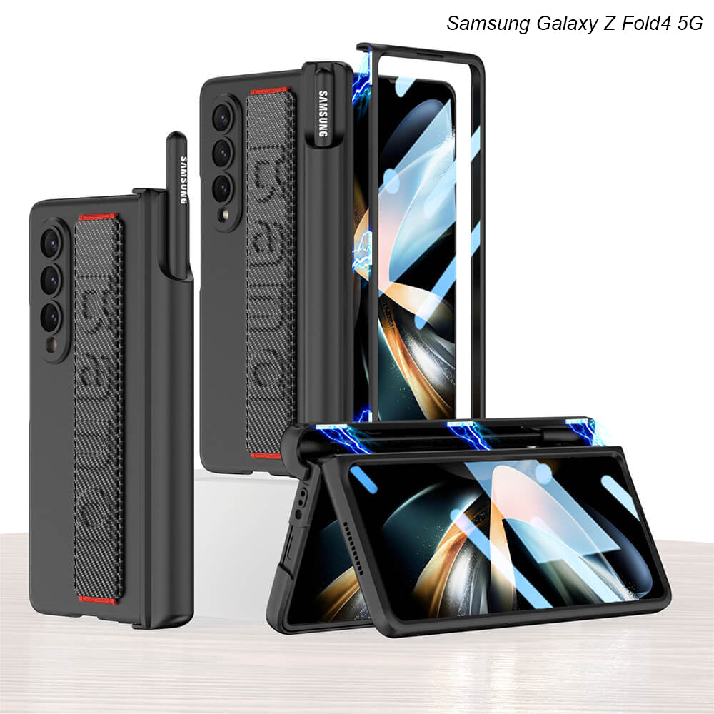 Magnetic Hinged Wristband Case with S Pen Slot for Samsung Galaxy Z Fold4 Fold3