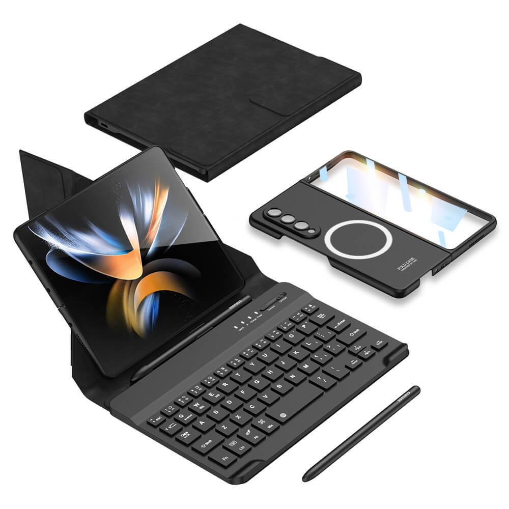 Bluetooth 3.0 Keyboard Magnetic Folding Bracket All-inclusive Leather Cover For Samsung Galaxy Z Fold3 Fold4 5G