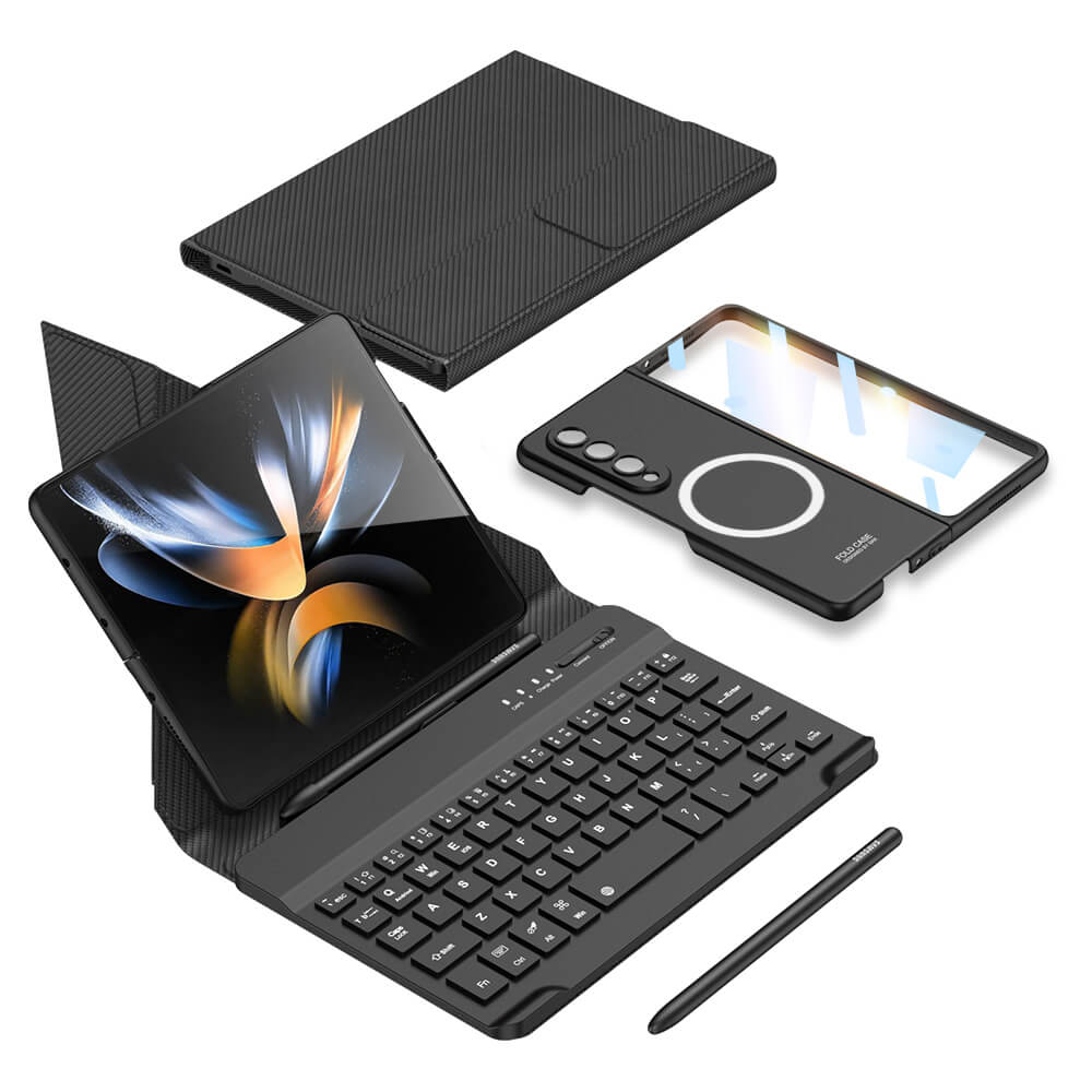 Bluetooth 3.0 Keyboard Magnetic Folding Bracket All-inclusive Leather Cover For Samsung Galaxy Z Fold3 Fold4 5G