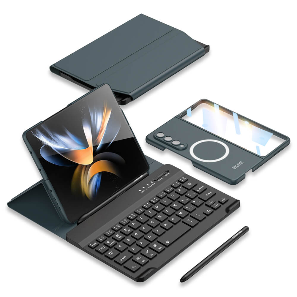 Bluetooth 3.0 Keyboard Magnetic All-inclusive Leather Cover For Samsung Galaxy Z Fold3 Fold4 5G Come With keyboard+Holster Bracket+Phone Case+Capacitive Pen