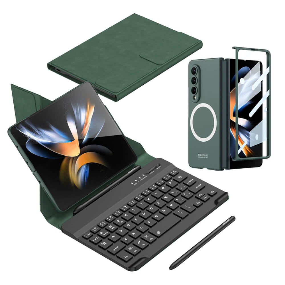 Bluetooth 3.0 Keyboard Magnetic Folding Bracket All-inclusive Leather Cover For Samsung Galaxy Z Fold3 Fold4 5G