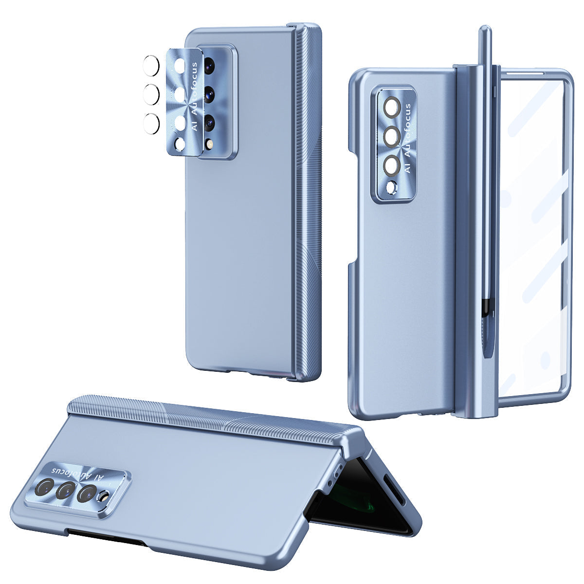 Tempered Glass Hinge Folding All-inclusive Protective Case with Stylus For Samsung Galaxy Z Fold3 Fold4