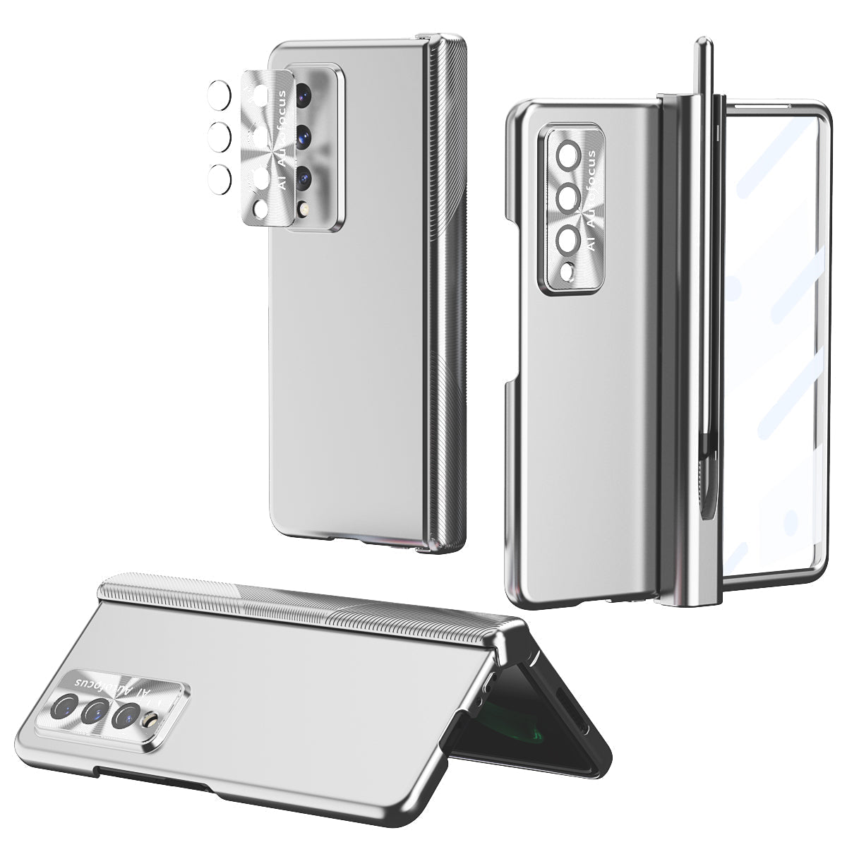 Tempered Glass Hinge Folding All-inclusive Protective Case with Stylus For Samsung Galaxy Z Fold3 Fold4