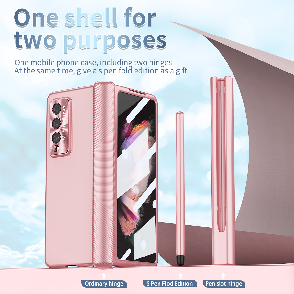 Tempered Glass Hinge Folding All-inclusive Protective Case with Stylus For Samsung Galaxy Z Fold3 Fold4